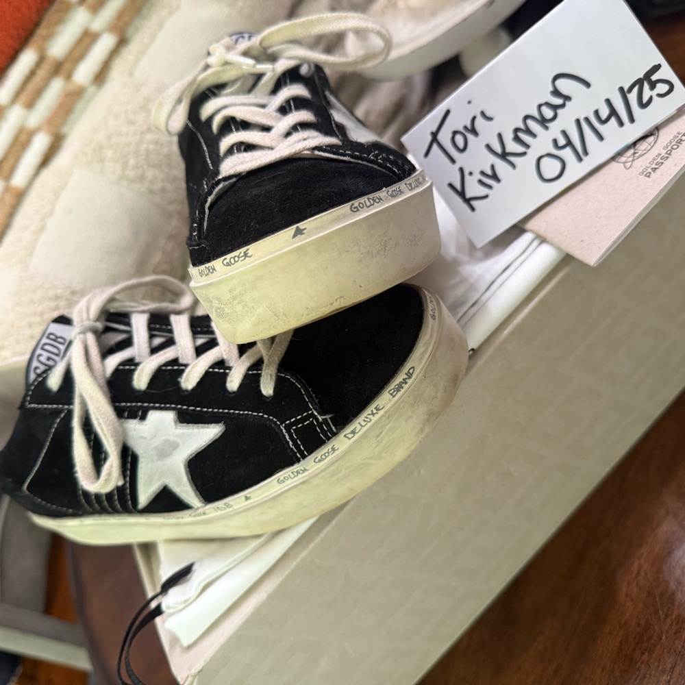 Golden Goose Black Suede Sneakers with Leather Star